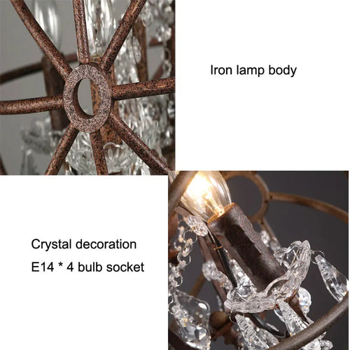 Retro American loft style crystal chandelier for bar or restaurant - vue 7 sur 8