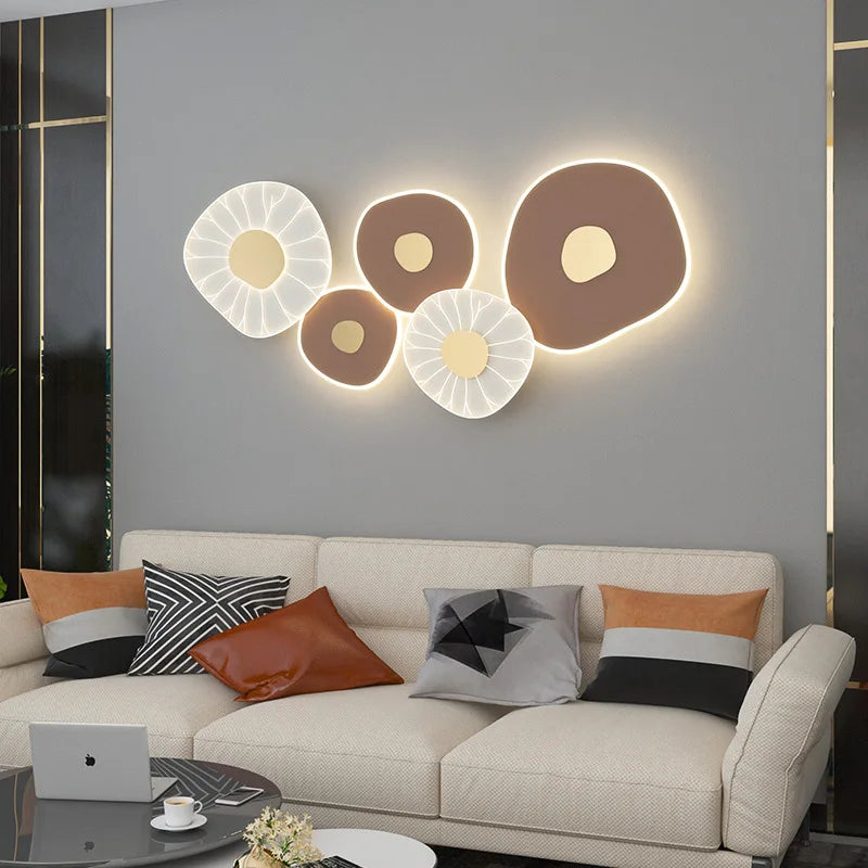 Lotus leaf LED wall light with 3 lights, variable dimming, artistic decoration