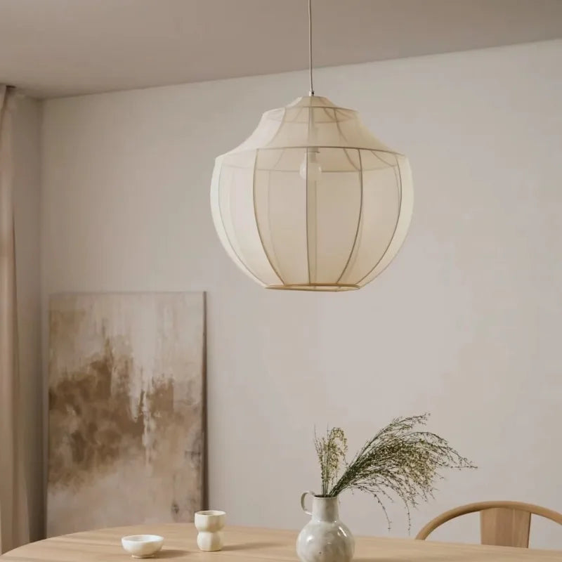 Modern fabric pendant light for minimalist interior decor