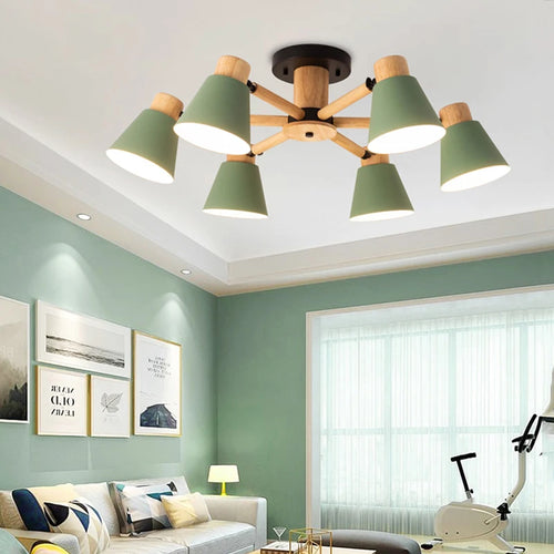 Nordic solid wood chandelier modern lighting for hotel and restaurant - vue 3 sur 20