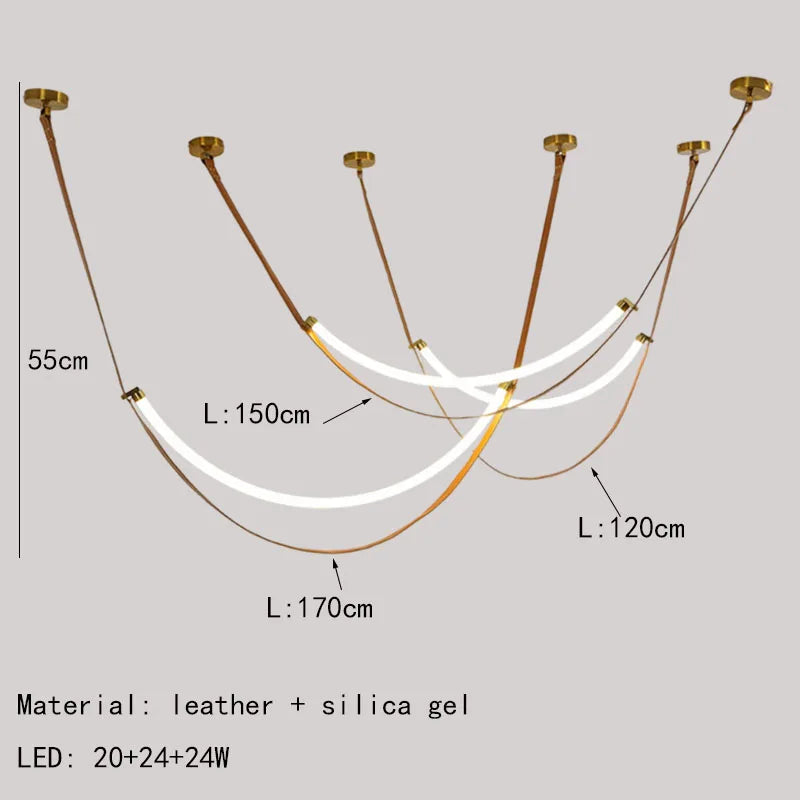 LED chandelier in silicone and artificial leather for hotel - vue 9 sur 11