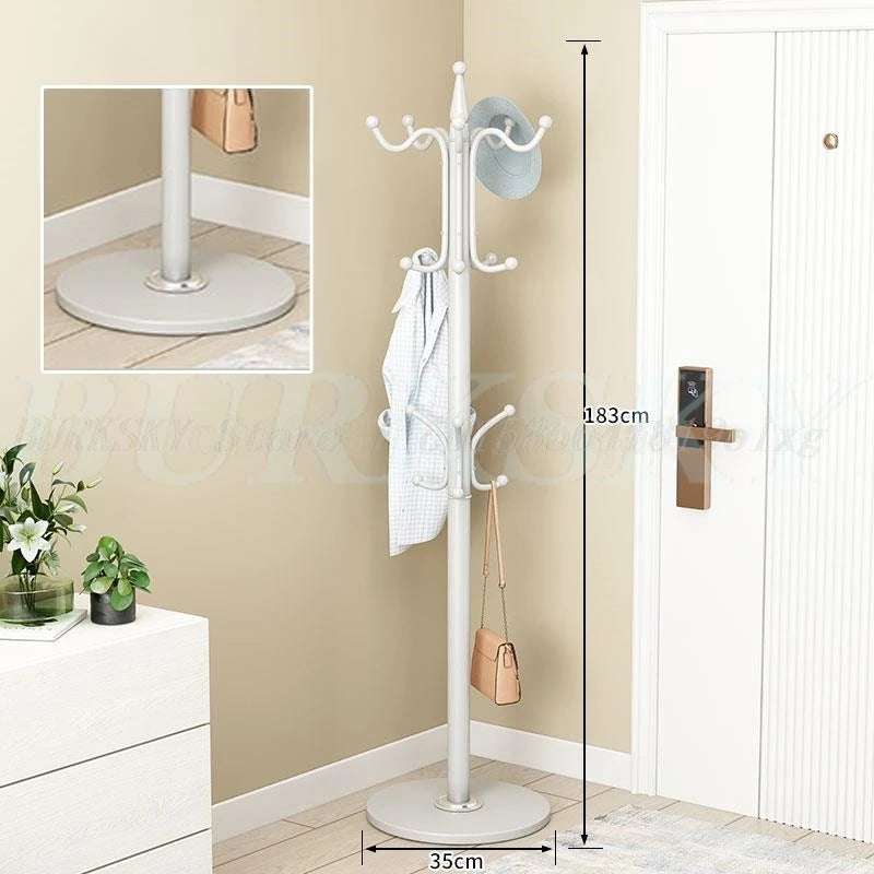 freestanding metal coat rack with 16 hooks and shelves - vue 12 sur 18
