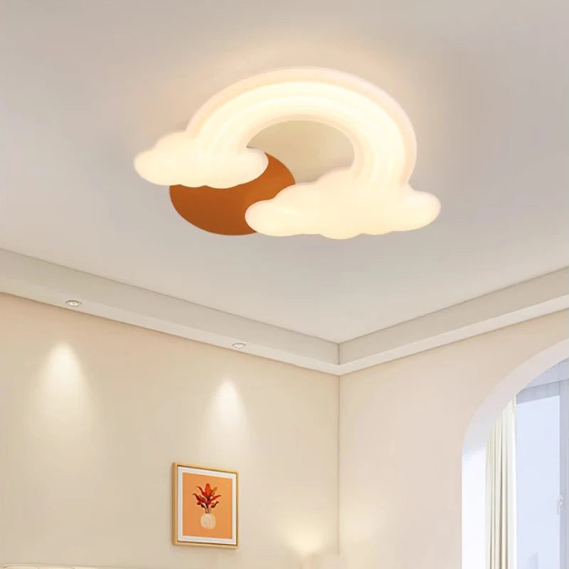 Romantic rainbow cloud ceiling light for children, decorative and modern