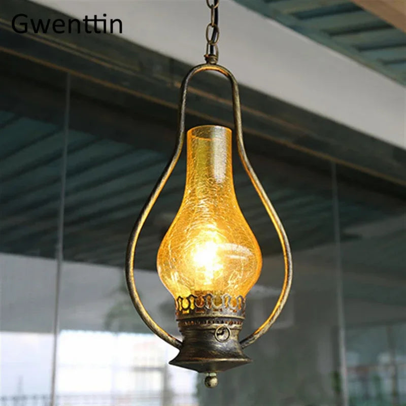 Retro kerosene pendant light for industrial interior decor