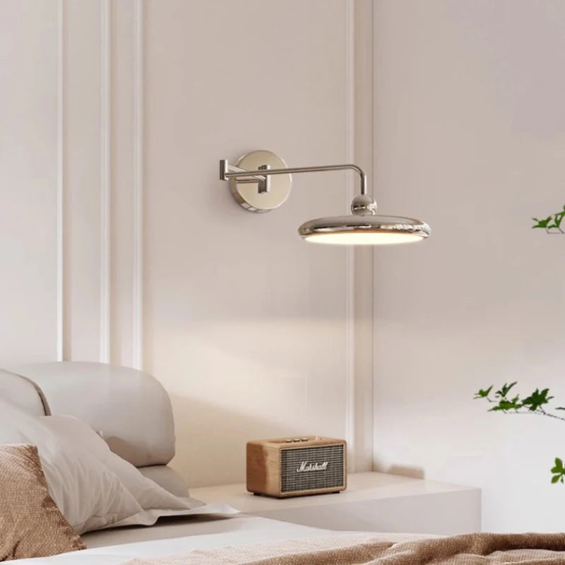 Nordic folding swing arm LED wall light, retractable modern bedside lamp - vue 4 sur 9