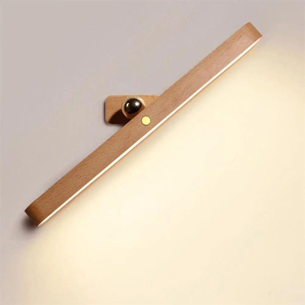 Wooden LED night light mirror front fill portable rechargeable magnetic wall lamp bedroom bedside lamp