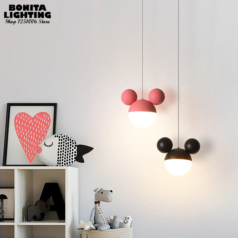 Creative mouse head pendant light modern design for children