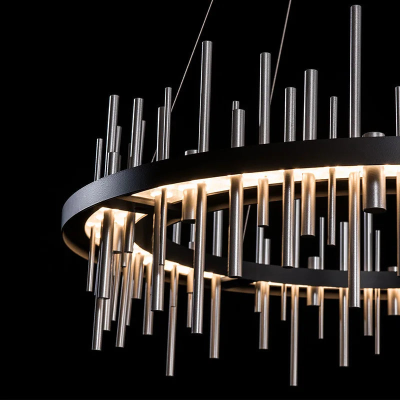 Minimalist black stainless steel postmodern chandelier - vue 10 sur 16
