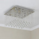 Square crystal flush mount LED chandelier for luxury living room