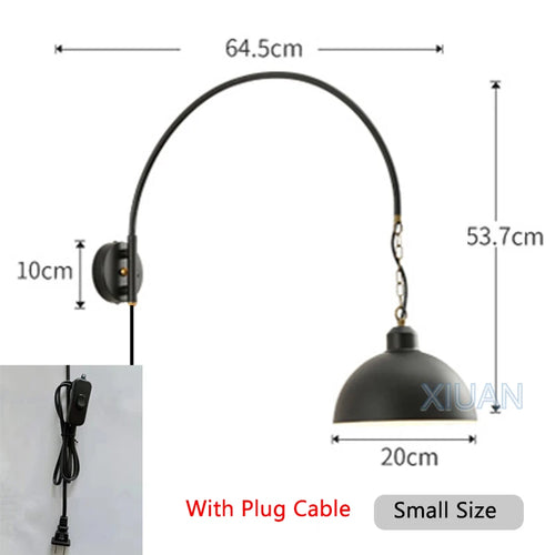 Long Pole Wall Lamps Industrial Vintage Living Room Wall Light Long Swing Arm Restaurant Dining Table Wall Mount Lights Black - vue 14 sur 14