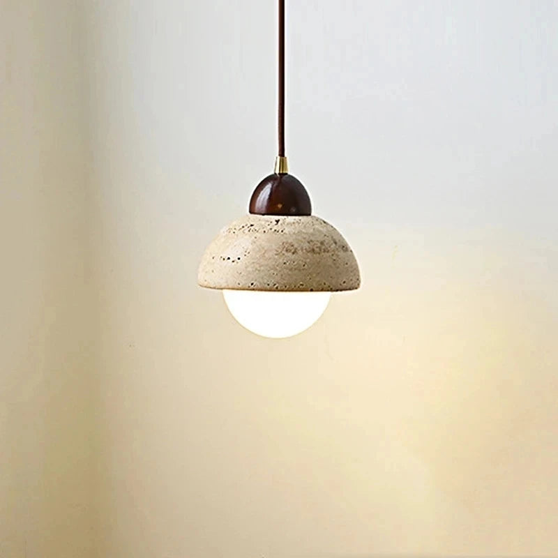 Yellow marble pendant light dining table Japan Wabi-Sabi travertine Nordic bedside restaurant corridor hanging lamp