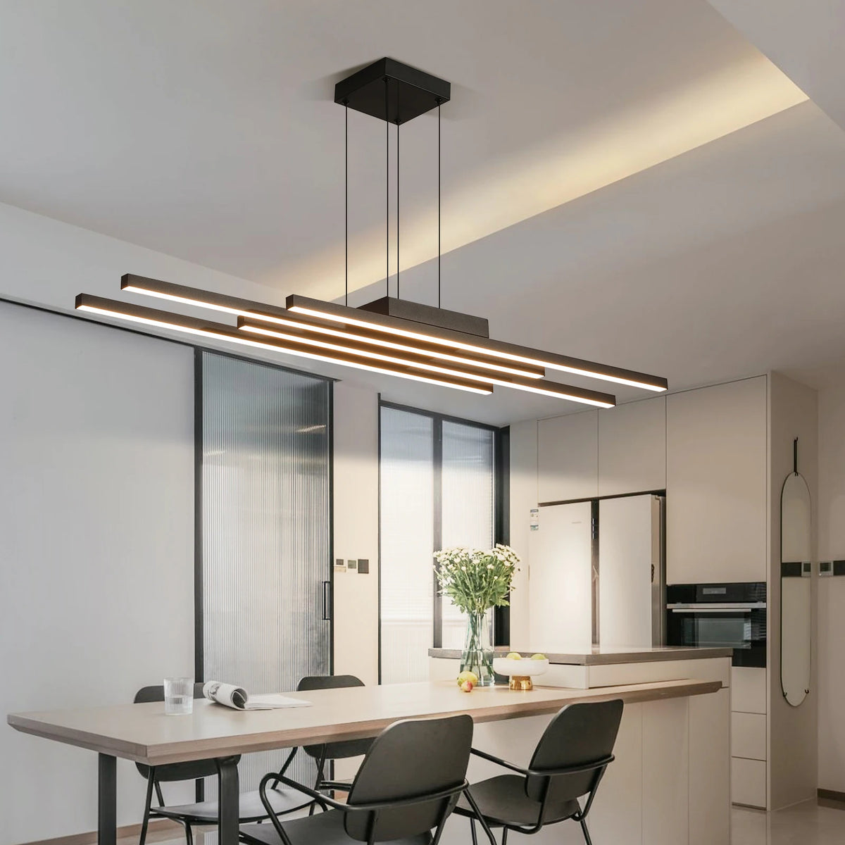Modern minimalist Nordic LED aluminium chandelier - vue 3 sur 10