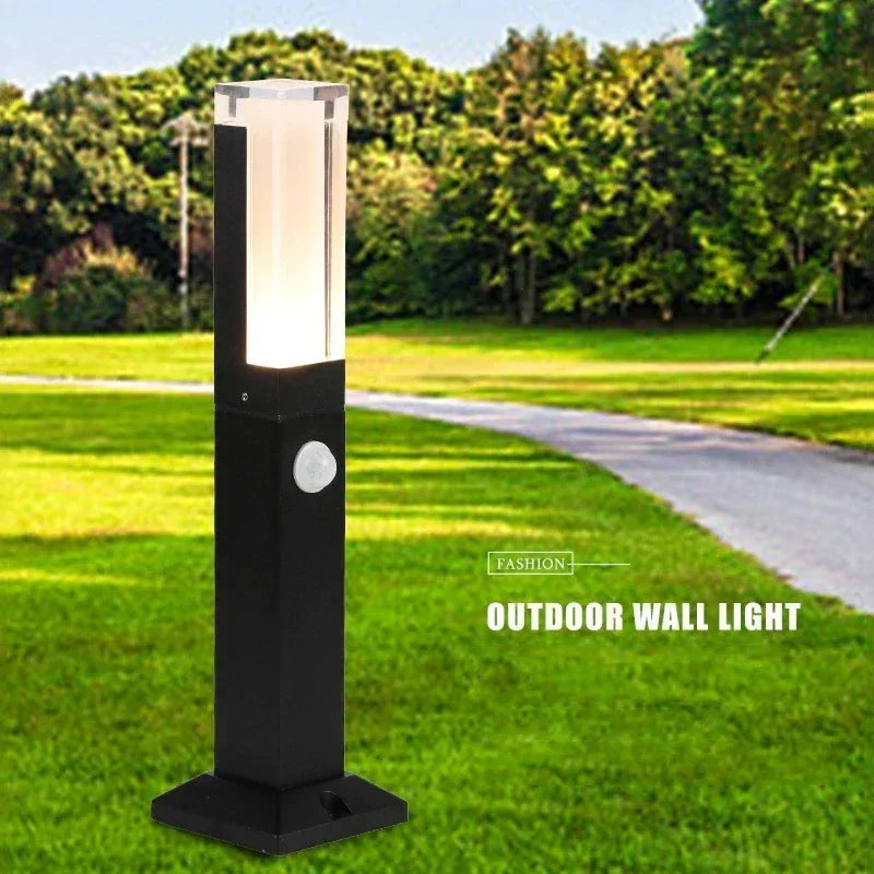 Human motion sensor LED outdoor lawn light waterproof IP65 aluminium acrylic shade garden villa landscape pathway lawn light