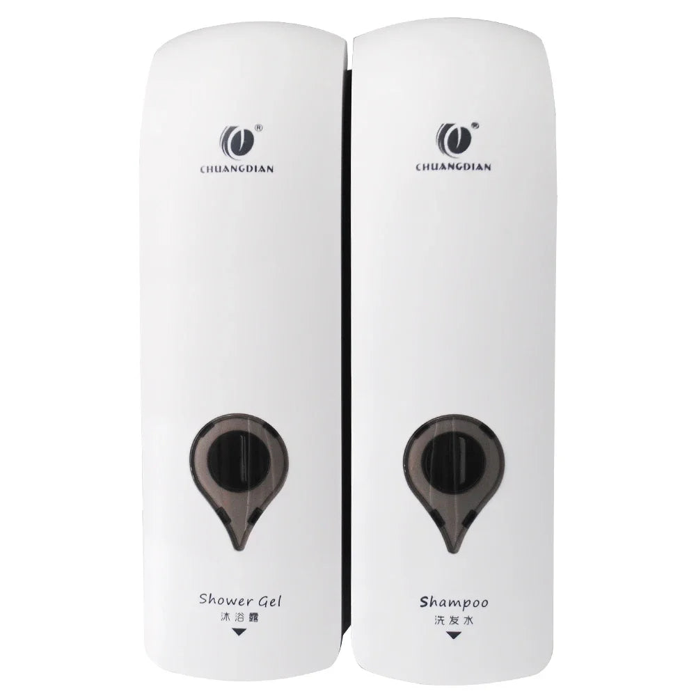 double head manual soap dispenser no drilling for bathroom - vue 11 sur 12
