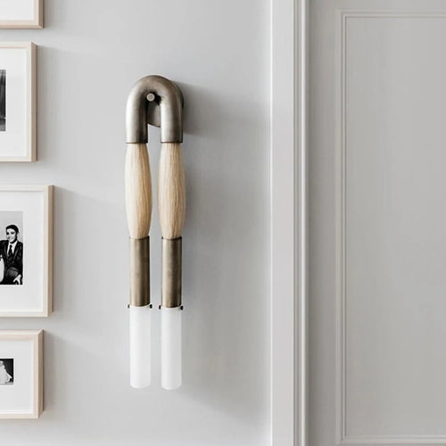 Metal and fabric wall light with acrylic lighting - vue 2 sur 9