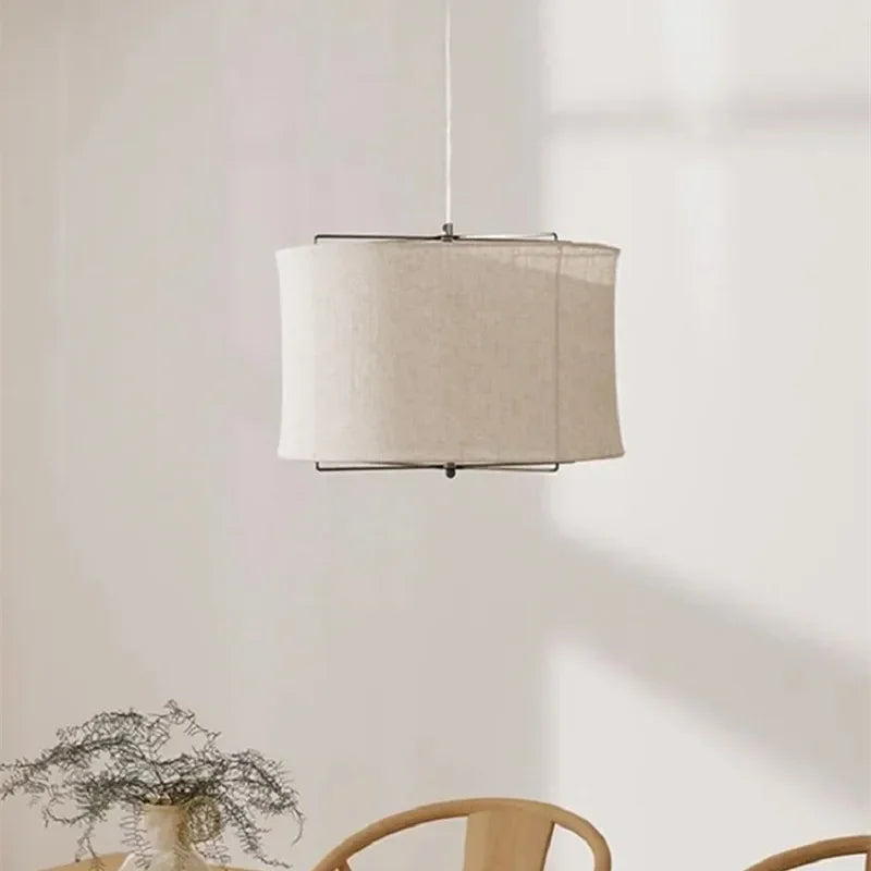 handmade wabi sabi style cotton and linen pendant light for restaurants and hotels
