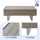 Poly Rattan Garden Lounge Set – 4-5 Seater Corner Sofa with Table &amp; Cushions, Removable Washable Covers, Khaki