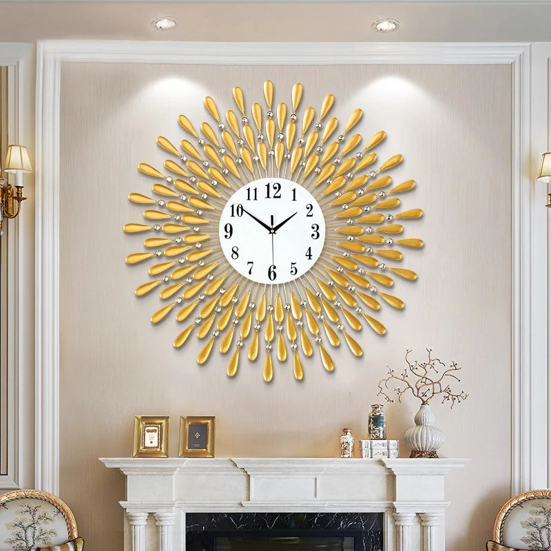 3D modern crystal wall clock silent home decor