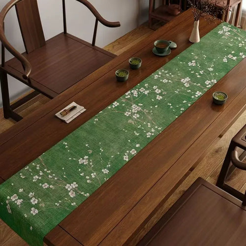 Chinese style bamboo and bird ink decorative tablecloth