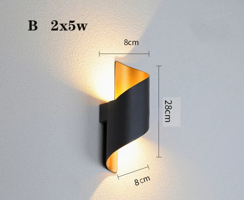 Modern outdoor LED wall light with waterproof contemporary design