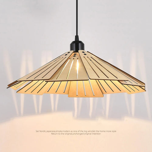 Japanese retro wooden pendant light for interior decoration - vue 4 sur 13