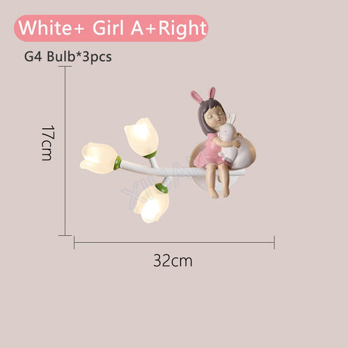 Led g4 wall light girl rabbit flower for children - vue 18 sur 22