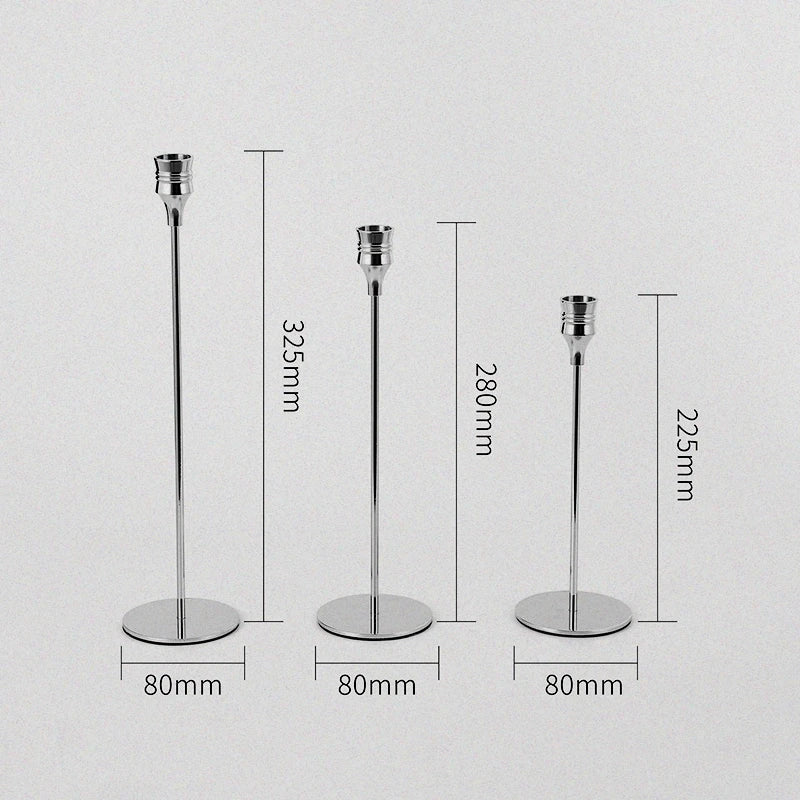 Set of 3 metal candle holders elegant decoration for weddings and parties