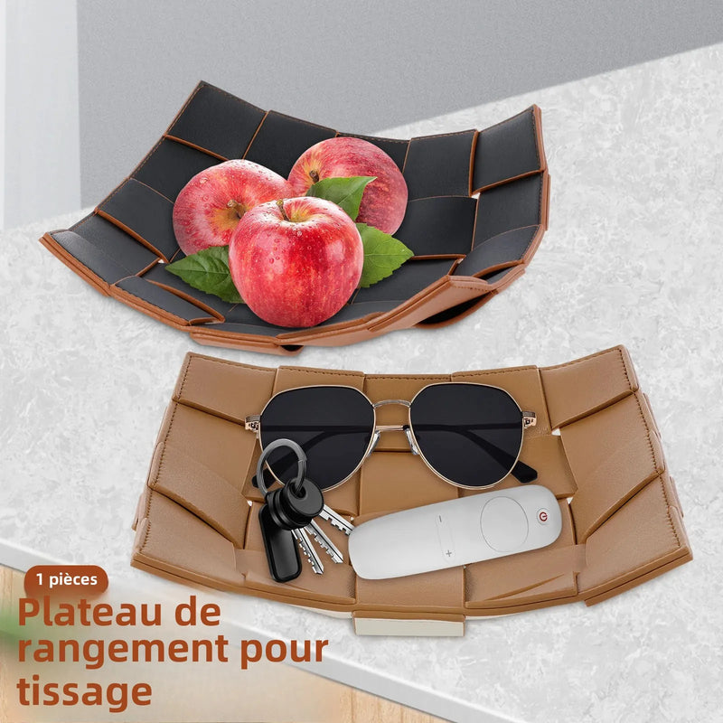Leather storage tray for keys and accessories