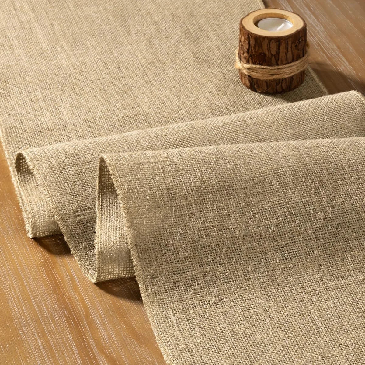 Natural jute table runner rustic farmhouse style - vue 4 sur 6