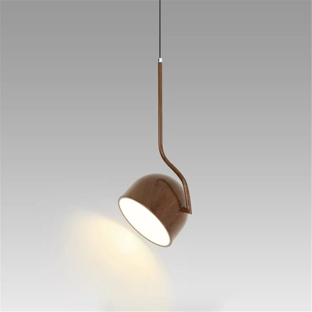 Nordic style adjustable angle wooden LED pendant light