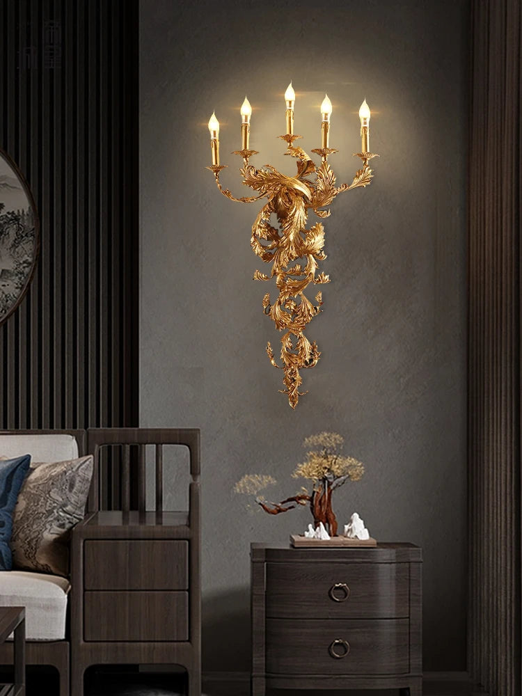 Vintage luxury candle wall light for hotel, villa, or bedroom
