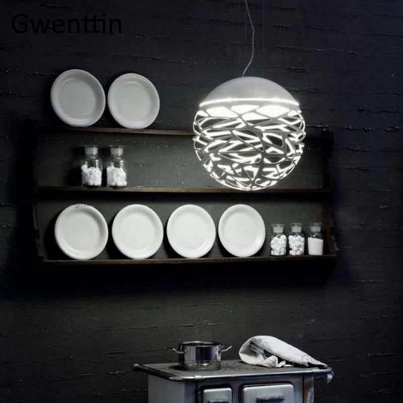 Modern hollow iron pendant light bird cage industrial decoration - vue 6 sur 8