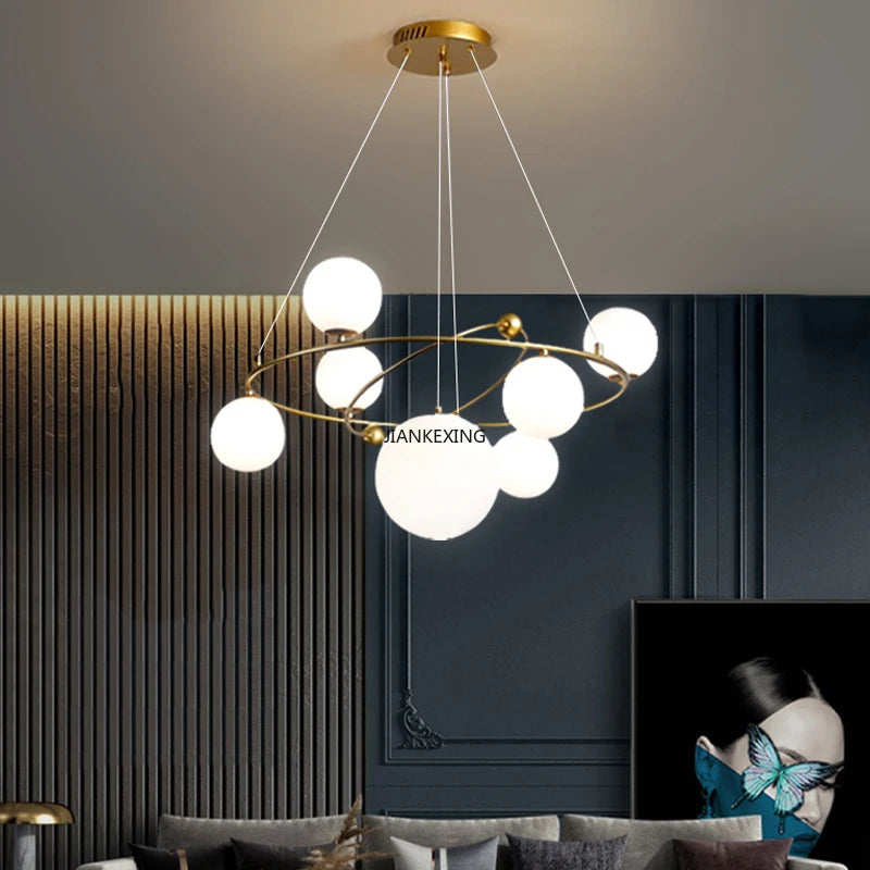 Minimalist glass LED pendant for interior decoration
