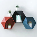 hexagonal wooden wall rack for books and decorations