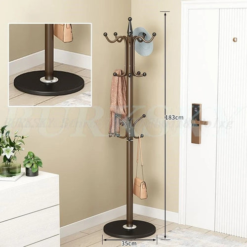 freestanding metal coat rack with 16 hooks and shelves - vue 11 sur 18