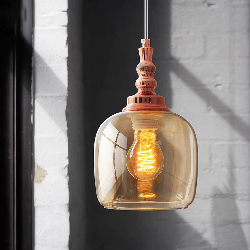 Modern minimalist glass chandelier nordic lighting - vue 6 sur 8