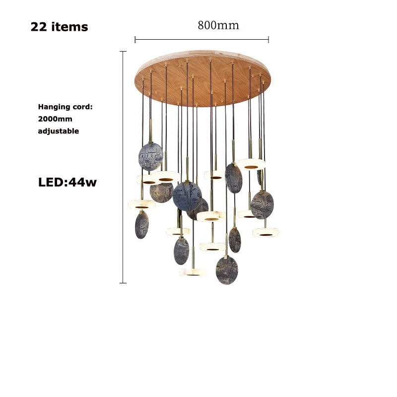 Marble and wood ceiling light modern and elegant pendant lamp - vue 11 sur 11