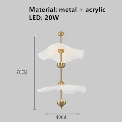 Gold metal lotus design art deco pendant light - vue 10 sur 10
