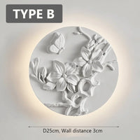 Retro circular white glass shade wall light