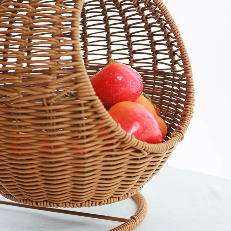 Hanging rattan cat nest with storage - vue 3 sur 6