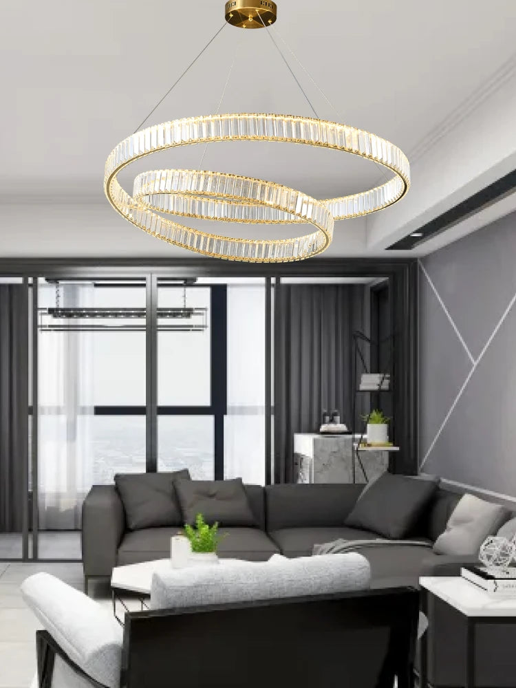 Modern adjustable crystal LED pendant light with elegant design