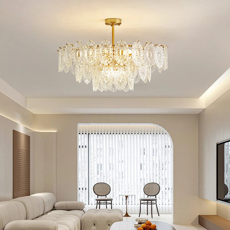 Luxury style glass chandelier for elegant interiors