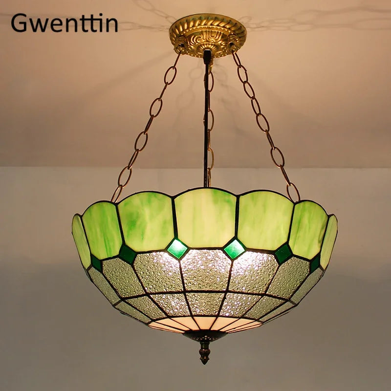 Tiffany style stained glass pendant light for interior decor - vue 3 sur 26