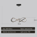 Modern LED chandelier with remote control, elegant curved design