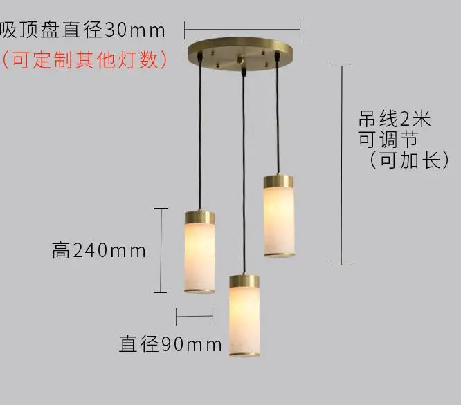 Retro copper pendant light with marble shade for indoor and garden - vue 9 sur 9