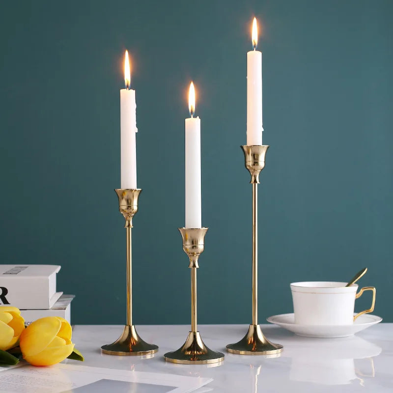 Set of 3 metal candle holders for elegant and festive decor - vue 10 sur 10
