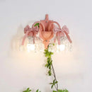 Princess crystal glass wall light with pink bow