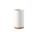 Nordic style ceramic toothbrush holder with wooden base
