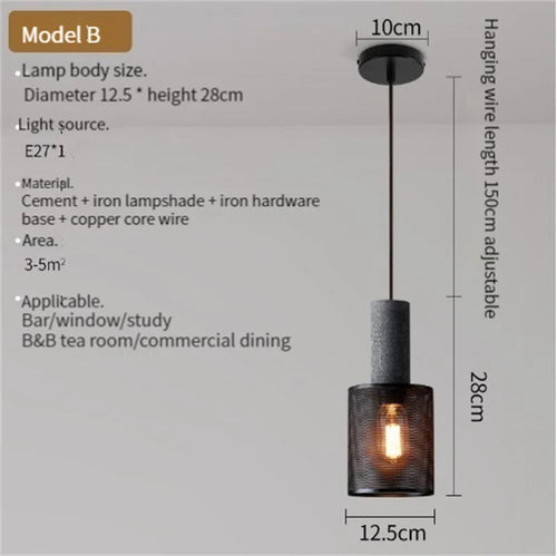 Concrete and iron pendant light - vue 13 sur 29