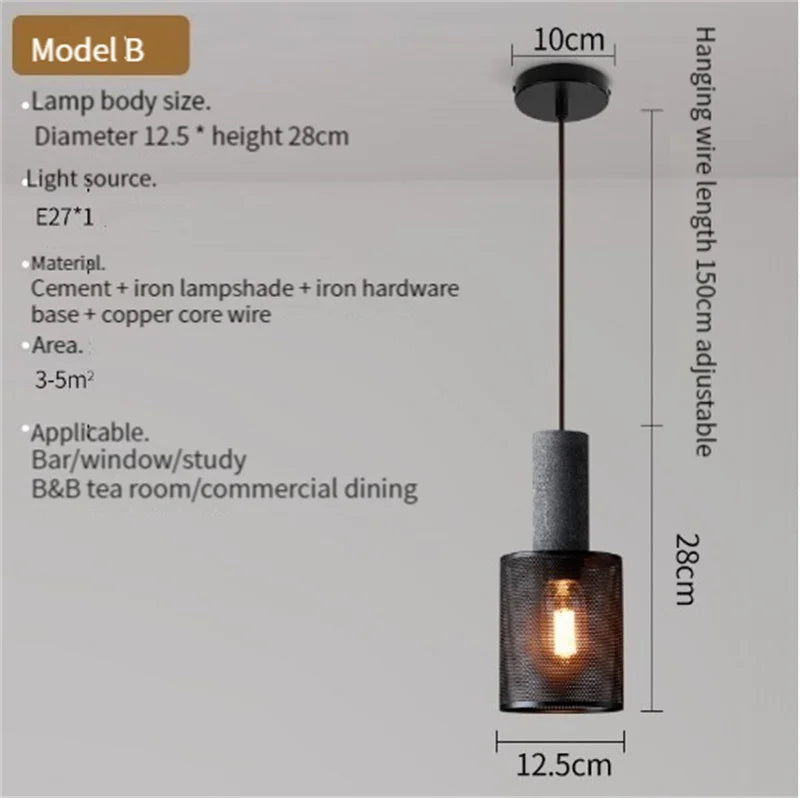 Concrete and iron pendant light - vue 12 sur 29